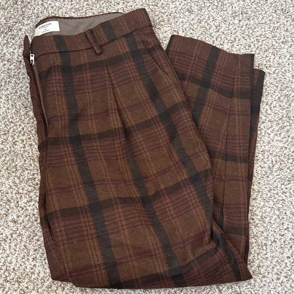 Babaton Brown Plaid Dress Pants